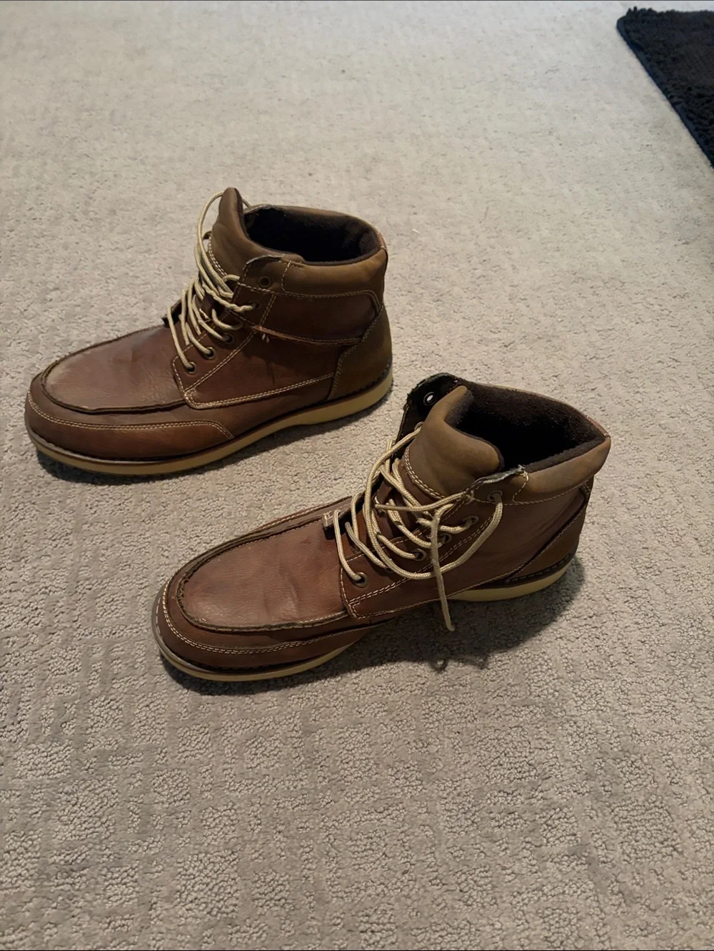 Sonoma Men's Tan and Brown Lace-Up Work-Style Boots